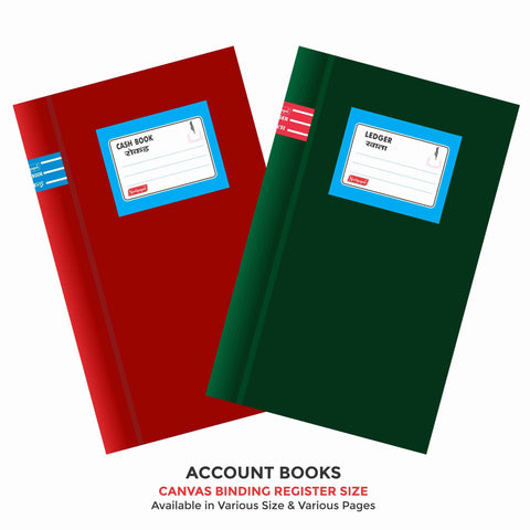 Account Books, Cash/ Ledger Etc., Canvas Binding, Register Size (21.0cm x 33.5cm) "17x27"