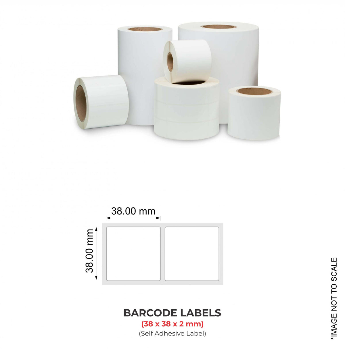 Barcode Labels (38mm x 38mm x 2) (1.5" x 1.5"), 3000 Labels Per Roll (Self Adhesive Label)