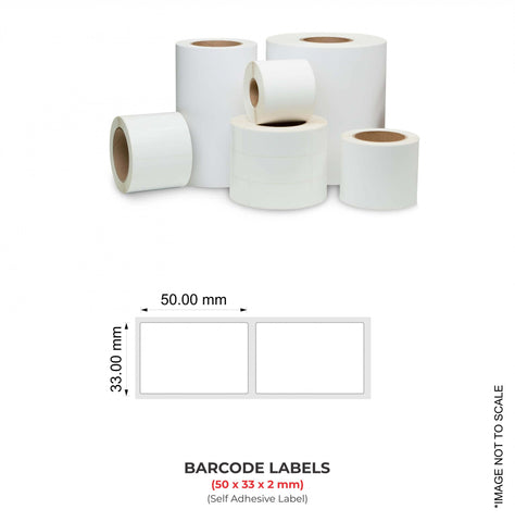Barcode Labels (50mm x 33mm x 2), 3000 Labels Per Roll (Self Adhesive Label)
