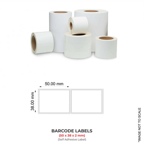 Barcode Labels (50mm x 38mm x 2) (2" x 1.50"), 3000 Labels Per Roll (Self Adhesive Label)
