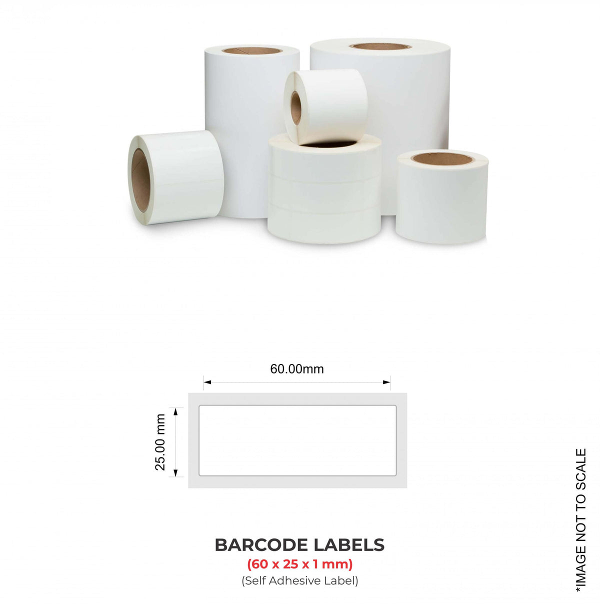 Barcode Labels (60mm x 25mm x 1), 2000 Labels Per Roll (Self Adhesive Label)