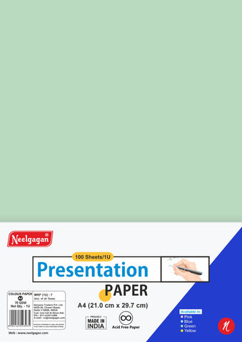 Colour Office Presentation Paper A4, (21 cm x 29 cm) Single Colour Paper