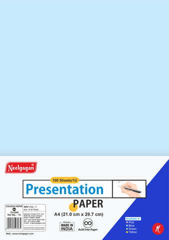 Colour Office Presentation Paper A4, (21 cm x 29 cm) Single Colour Paper