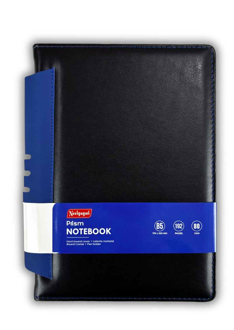 Prism Notebook – B5 Leatherite Material Round Corner with Pen Holder , 192 Pages