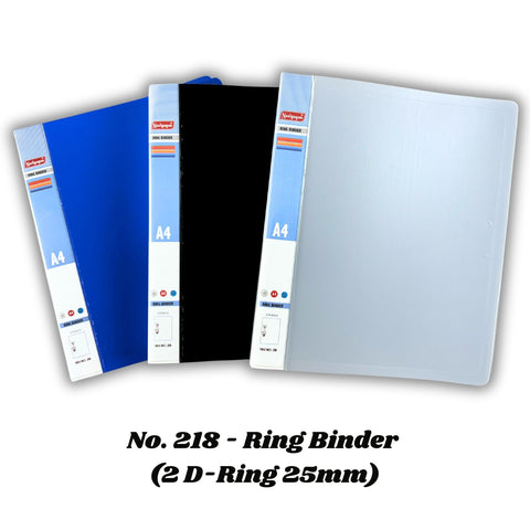 No. 218 - Ring Binder (2 D-Ring 25mm) (Plastic Cover - A4 size)