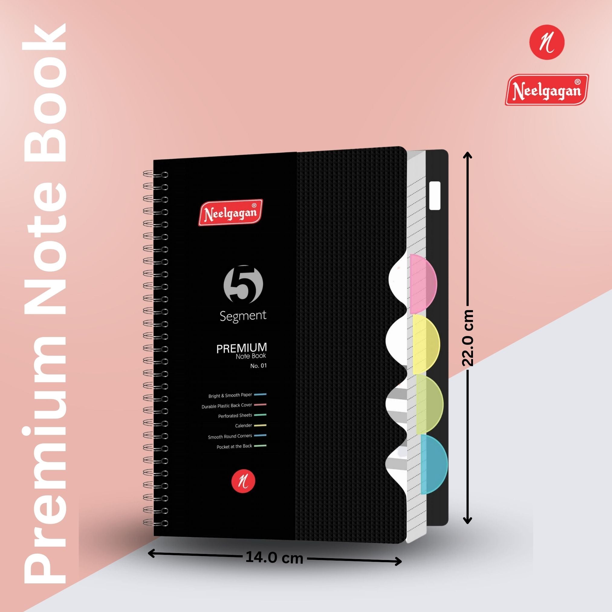 Premium Notebook No.01, Five Subject, 300 Pages, (14cm x 22cm) – Neelgagan