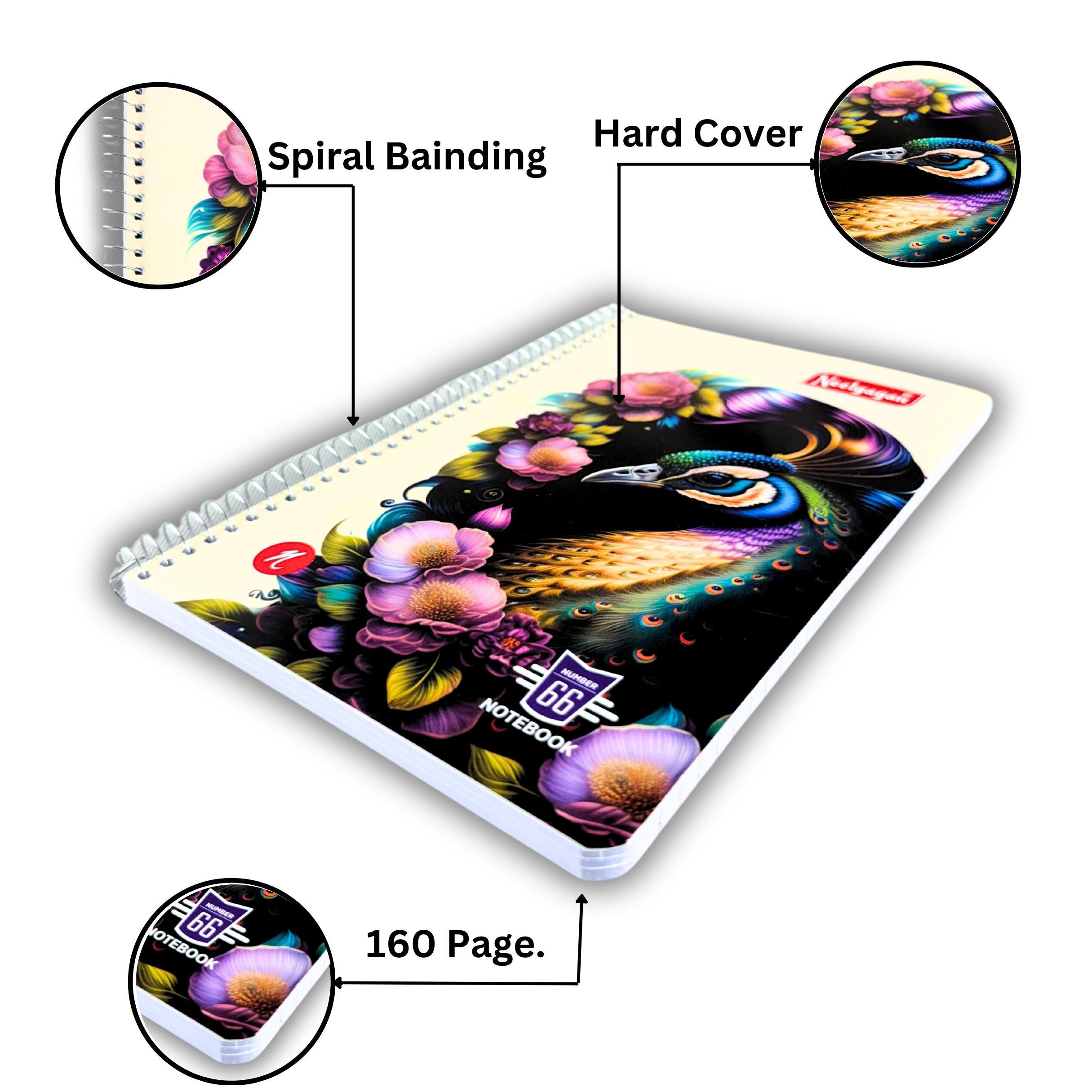 Spiral Notebook No. 66 - 80 & 160 Pages (14.5cm x 22.5cm) – Neelgagan