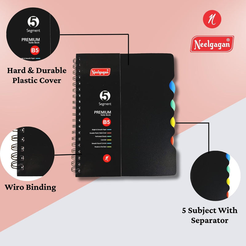 Premium Notebook B5, Five Subject, 300 Pages, (18.5cm x 25.0cm)