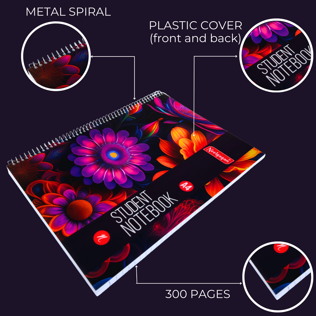 Student Notebook A4 - Spiral Bound (21cm X 29.7cm) – Neelgagan