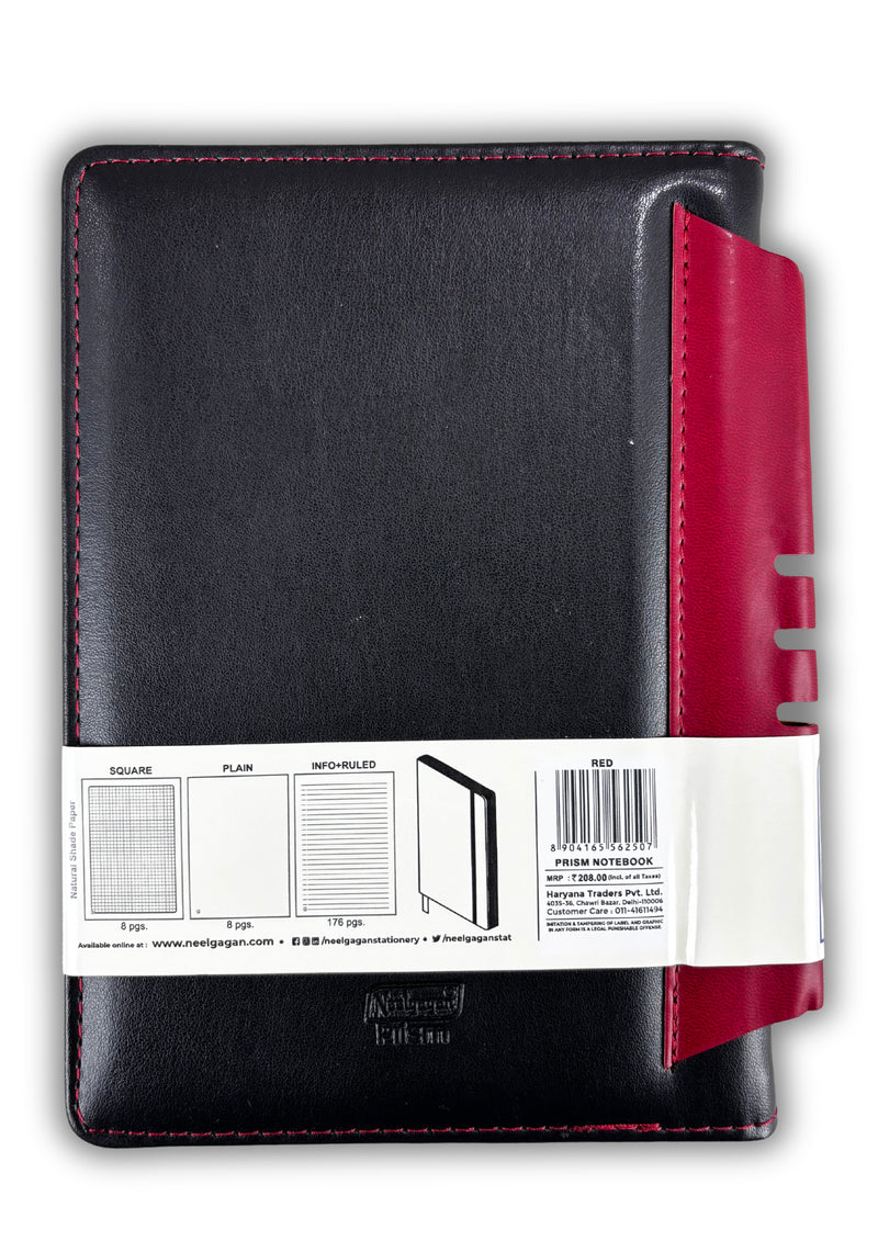 Prism Notebook – A5 Leatherite Material Round Corner with Pen Holder , 192 Pages