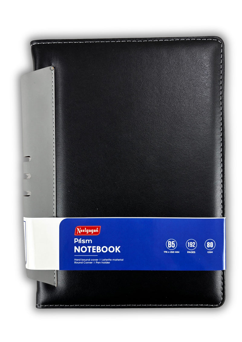 Prism Notebook – B5 Leatherite Material Round Corner with Pen Holder , 192 Pages
