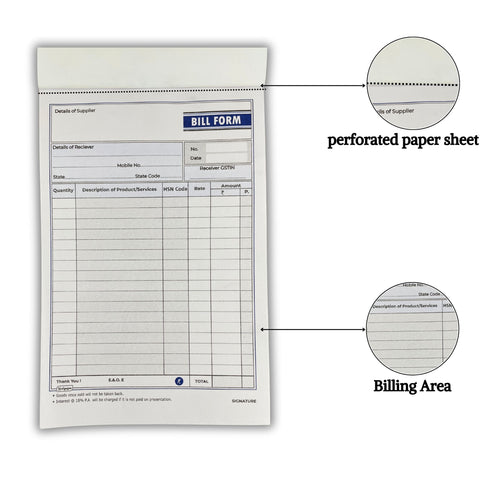 Bill Book, No.11, No.22 & Triplicate (14.0 cm x 22.0 cm) With Free Carbon