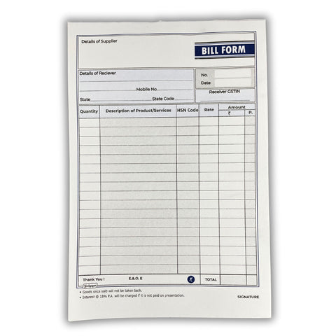 Bill Book, No.11, No.22 & Triplicate (14.0 cm x 22.0 cm) With Free Carbon