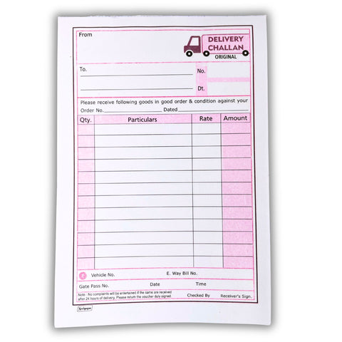 Delivery Challan, No.1 Small & No.2  Big / Triplicate With Carbon