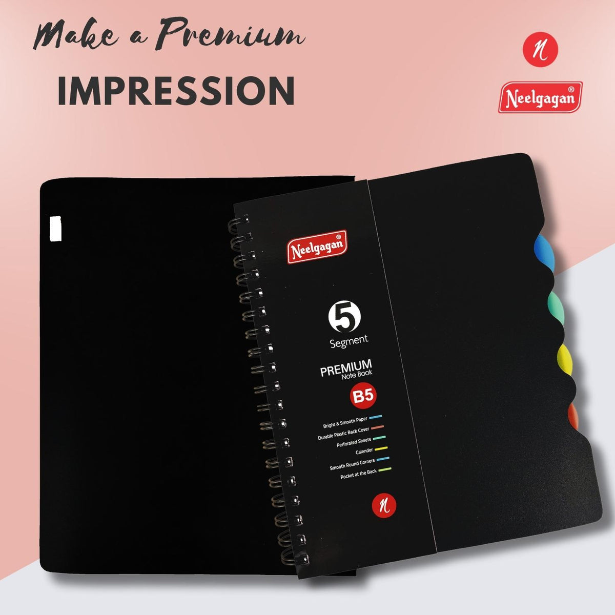 Premium Notebook B5, Five Subject, 300 Pages, (18.5cm x 25.0cm)