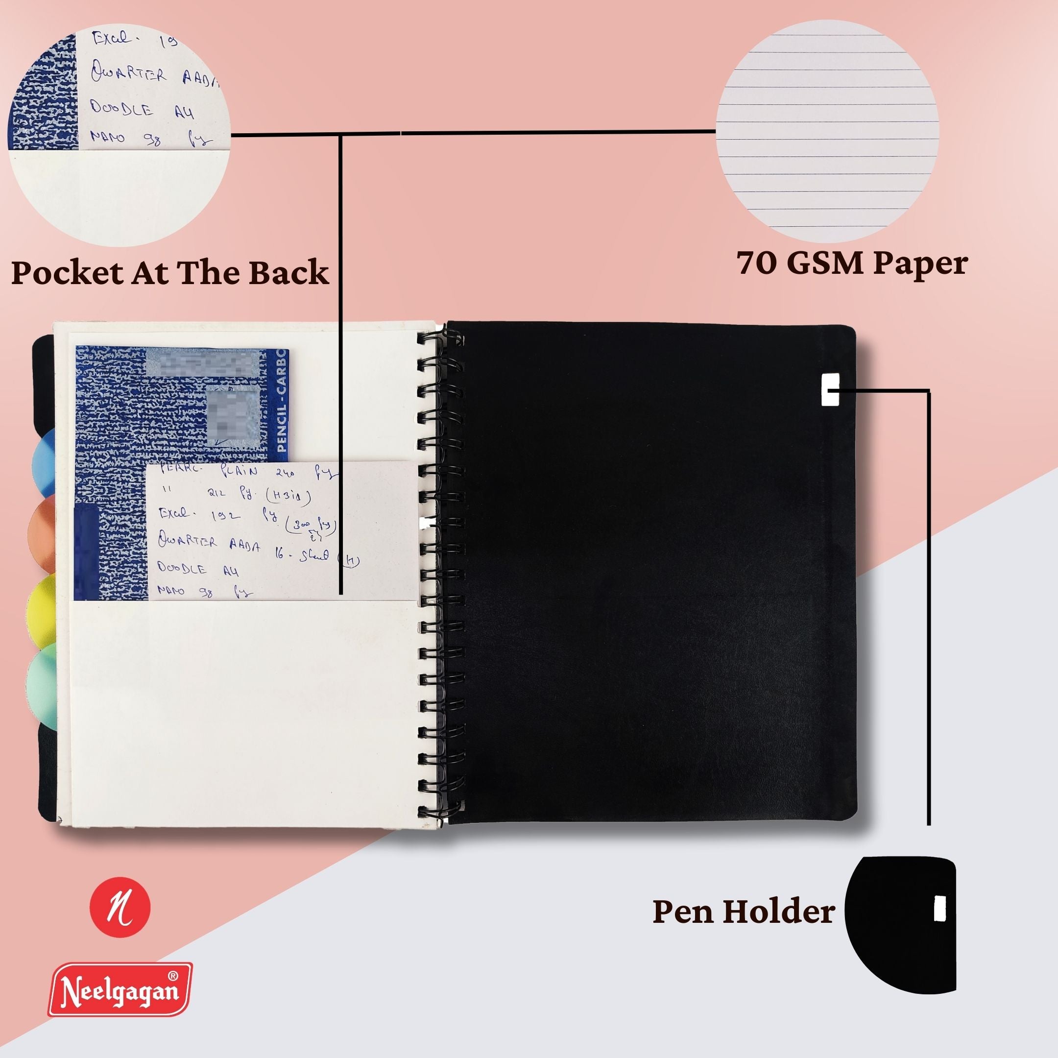 Premium Notebook No.03, Five Subject,  300 Pages, (21.7cm x 28.2cm)