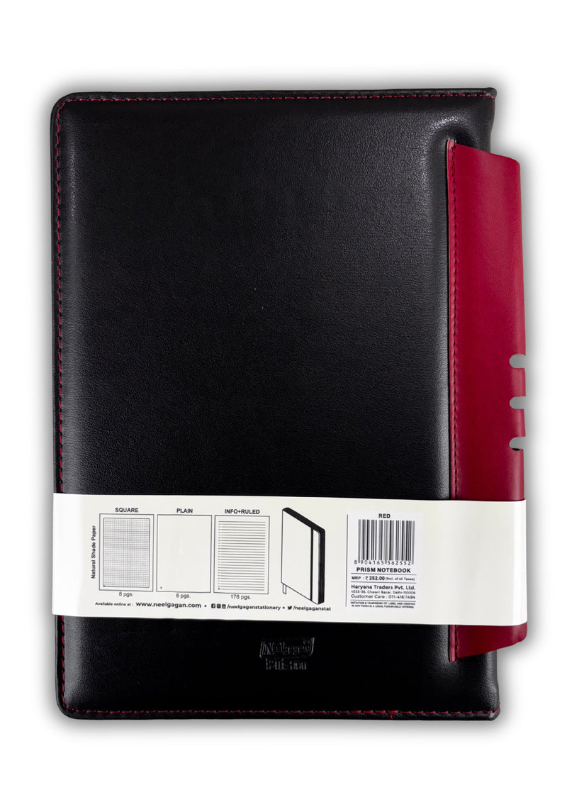 Prism Notebook – B5 Leatherite Material Round Corner with Pen Holder , 192 Pages