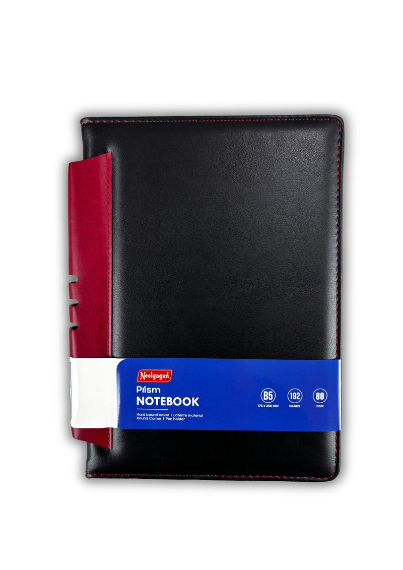 Prism Notebook – B5 Leatherite Material Round Corner with Pen Holder , 192 Pages