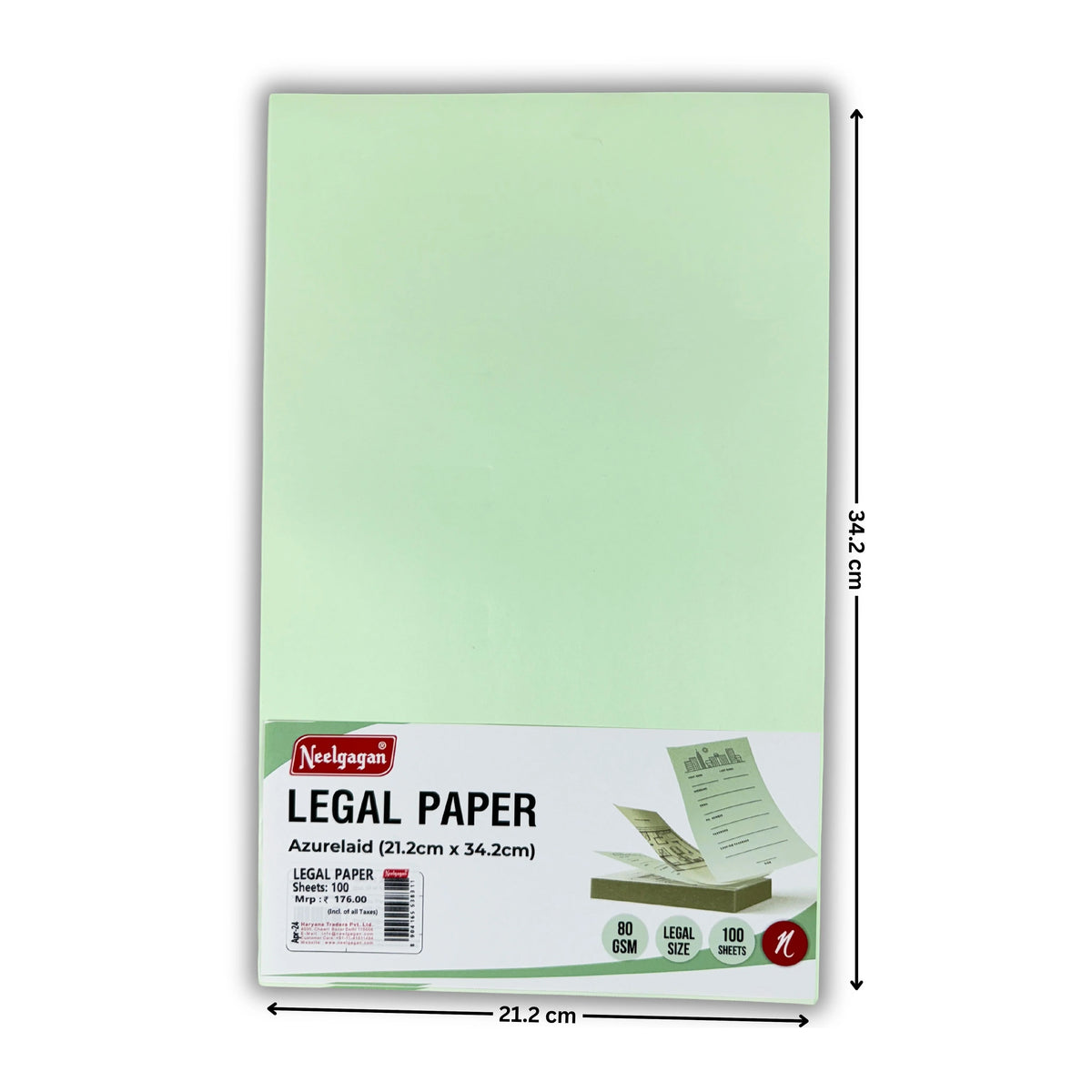 Legal Paper, 100 Sheets, 80 GSM, 22cm x 36cm  (Ledger Paper) (Azure Laid)