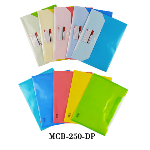 MCB-250-DP - My Clear Bag - Double Pocket Button Bag (Pack Of 12 - Multi Colour) Size : 35.3cm x 26.2cm