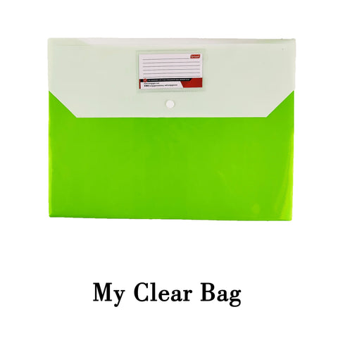 MCB-250-DP - My Clear Bag - Double Pocket Button Bag (Pack Of 12 - Multi Colour) Size : 35.3cm x 26.2cm