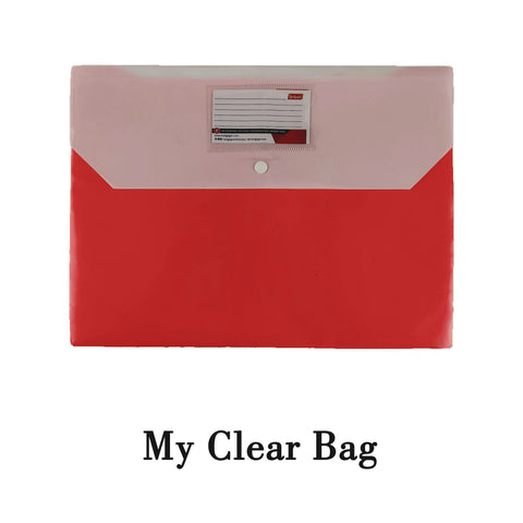 MCB-250-DP - My Clear Bag - Double Pocket Button Bag (Pack Of 12 - Multi Colour) Size : 35.3cm x 26.2cm