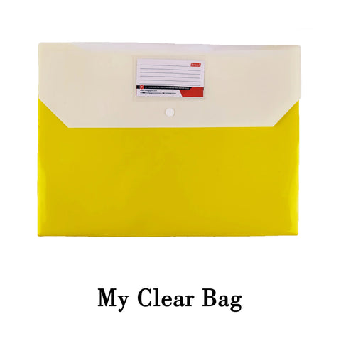 MCB-250-DP - My Clear Bag - Double Pocket Button Bag (Pack Of 12 - Multi Colour) Size : 35.3cm x 26.2cm