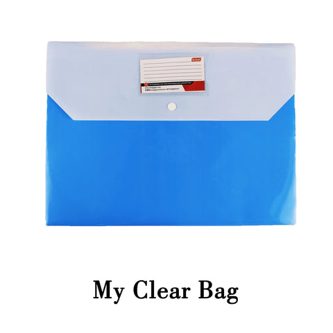 MCB-250-DP - My Clear Bag - Double Pocket Button Bag (Pack Of 12 - Multi Colour) Size : 35.3cm x 26.2cm