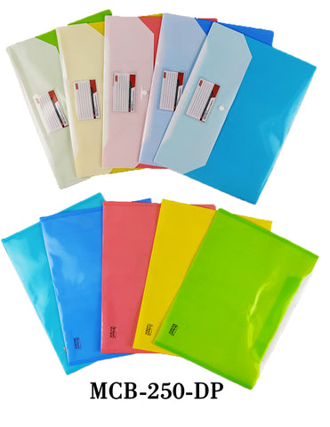 MCB-250-DP - My Clear Bag - Double Pocket Button Bag (Pack Of 12 - Multi Colour) Size : 35.3cm x 26.2cm