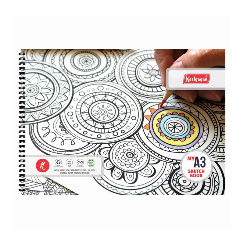 My Sketch Book A3 (25,50 & 20+20 Sheets) (Twin Wiro Bound) (White Cartridge 140 GSM) 29.7cm X 42cm