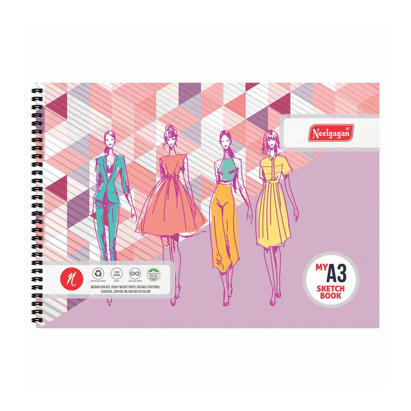 My Sketch Book A3 (25,50 & 20+20 Sheets) (Twin Wiro Bound) (White Cartridge 140 GSM) 29.7cm X 42cm