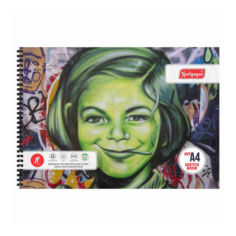 My Sketch Book A4  (25 & 20+20 Sheets) Twin Wiro Bound (White Cartridge 140 GSM) 21 cm x 29.7 cm (Suitable for Drawing & Sketching)