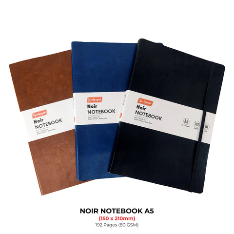Noir Notebook – A6 / A5 / B5 Flexi Cover Round Corner 192 Page - With Elastic Band