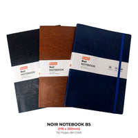 Noir Notebook – A6 / A5 / B5 Flexi Cover Round Corner 192 Page - With Elastic Band