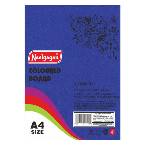 Coloured Paper (Plain-Thick) - Pack of 20 Color Sheets in A4, A3, A2 & A1 Chart Paper (Suitable for Drawing & Sketching) 150 GSM