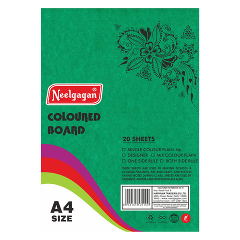 Coloured Paper (Plain-Thick) - Pack of 20 Color Sheets in A4, A3, A2 & A1 Chart Paper (Suitable for Drawing & Sketching) 150 GSM