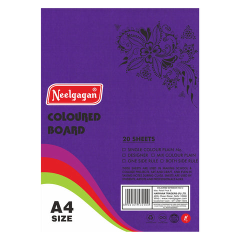 Coloured Paper (Plain-Thick) - Pack of 20 Color Sheets in A4, A3, A2 & A1 Chart Paper (Suitable for Drawing & Sketching) 150 GSM