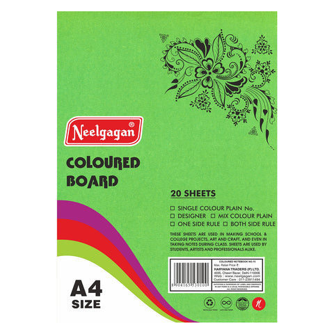 Coloured Paper (Plain-Thick) - Pack of 20 Color Sheets in A4, A3, A2 & A1 Chart Paper (Suitable for Drawing & Sketching) 150 GSM