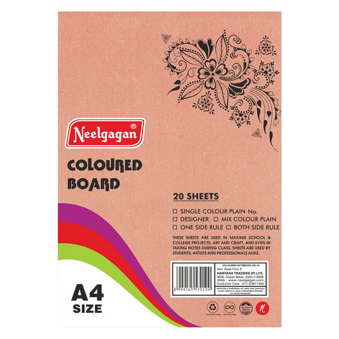 Coloured Paper (Plain-Thick) - Pack of 20 Color Sheets in A4, A3, A2 & A1 Chart Paper (Suitable for Drawing & Sketching) 150 GSM