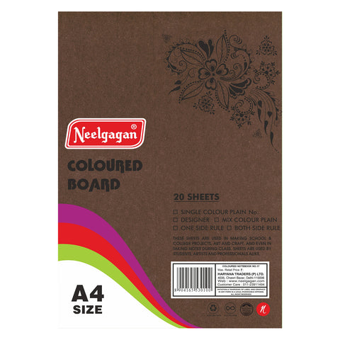 Coloured Paper (Plain-Thick) - Pack of 20 Color Sheets in A4, A3, A2 & A1 Chart Paper (Suitable for Drawing & Sketching) 150 GSM