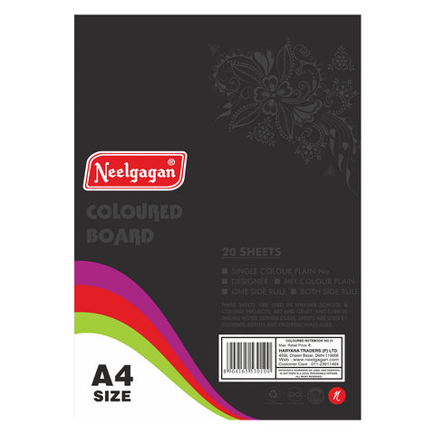 Coloured Paper (Plain-Thick) - Pack of 20 Color Sheets in A4, A3, A2 & A1 Chart Paper (Suitable for Drawing & Sketching) 150 GSM