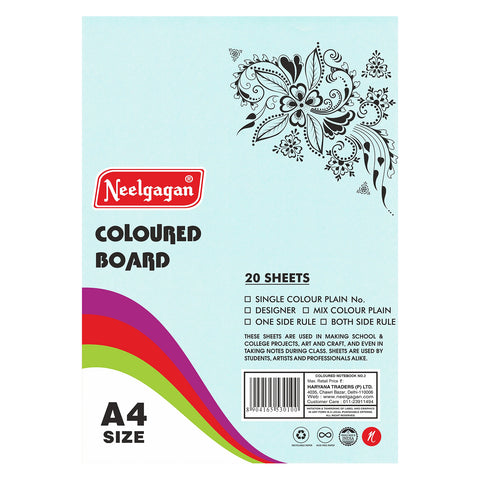 Coloured Paper (Plain-Thick) - Pack of 20 Color Sheets in A4, A3, A2 & A1 Chart Paper (Suitable for Drawing & Sketching) 150 GSM