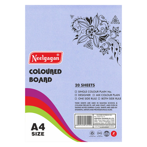 Coloured Paper (Plain-Thick) - Pack of 20 Color Sheets in A4, A3, A2 & A1 Chart Paper (Suitable for Drawing & Sketching) 150 GSM