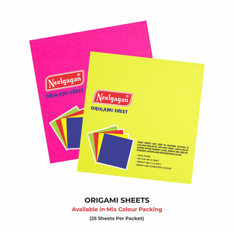 Origami Paper (6x6 Inch) 70 GSM - 20 Sheets Mix Color (One Side Fluorescent)