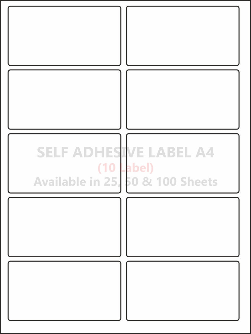 A4 (ST 10) Packaging Label (99mm x 57mm x 10), 100 Sheets (Self Adhesive Label for Inkjet/Paper/Laser Printer)