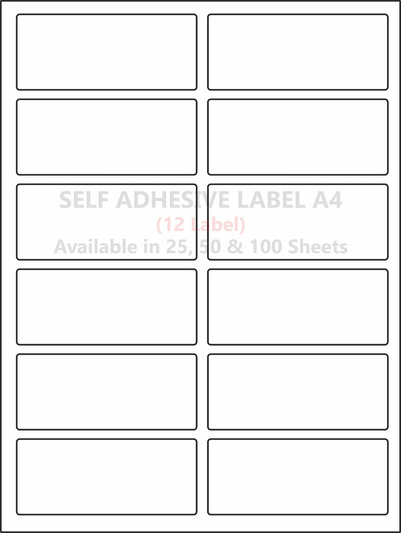 A4 (ST 12) Address Label (100mm x 44mm x 12) (Self Adhesive Label for Inkjet/Paper/Laser Printer)