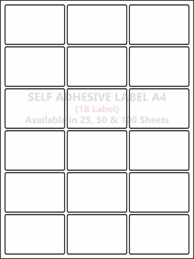 A4 (ST 18) Address Label (63mm x 46mm x 18) (Self Adhesive Label for Inkjet/Paper/Laser Printer)