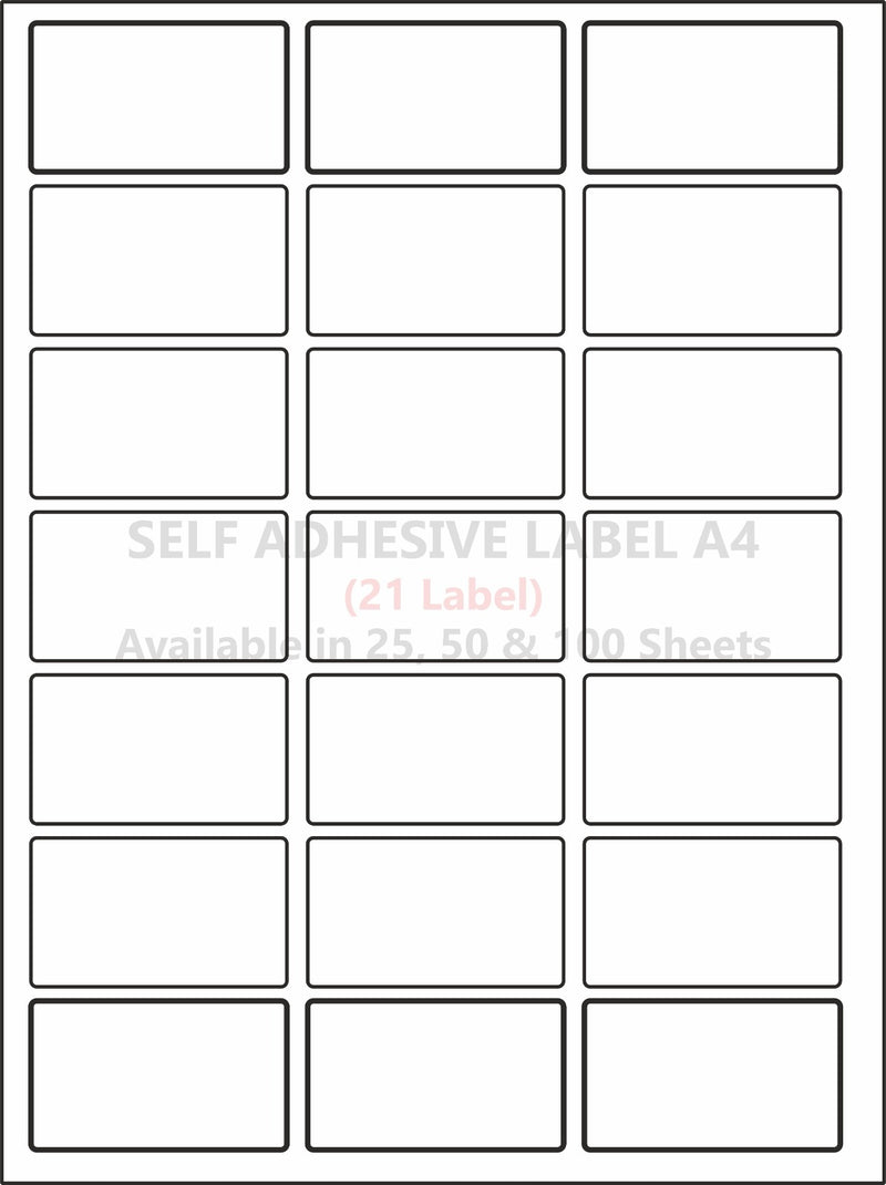 A4 (ST 21) Address Label (38mm x 64mm x 21) (Self Adhesive Label for Inkjet/Paper/Laser Printer)