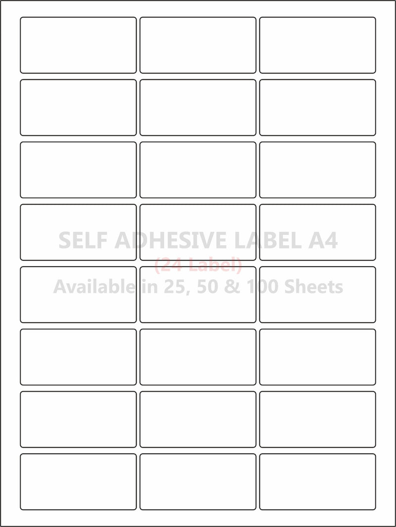 A4 (ST 24) Address Label (34mm x 64mm x 24) (Self Adhesive Label for Inkjet/Paper/Laser Printer)
