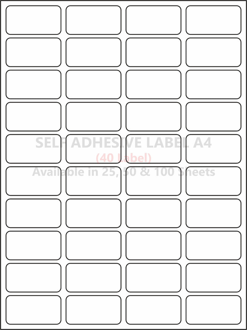 A4 (ST 40) Address Label (52.25mm x 29.84mm x 40) (Self Adhesive Label for Inkjet/Paper/Laser Printer)